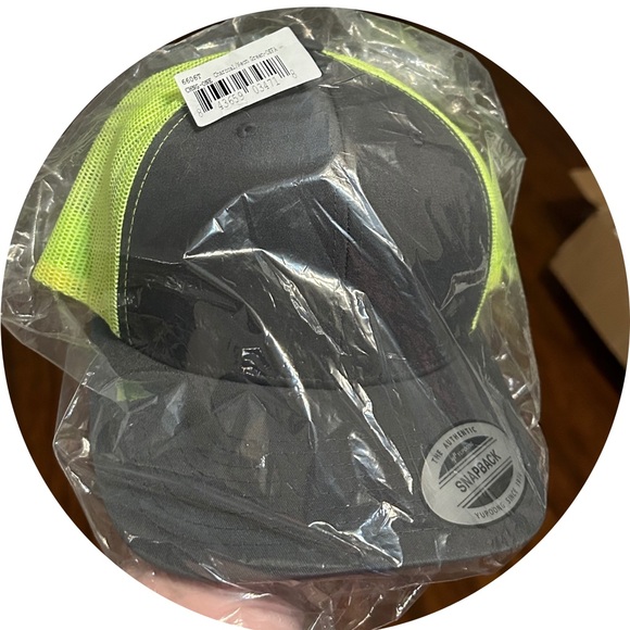 FREE GIFT W/PURCHASE OF $10+! Men’s Trucker Hat Charcoal with Neon Green Mesh - Picture 2 of 6